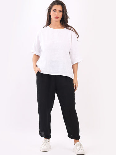 Noemi Slouchy Linen trousers - Black