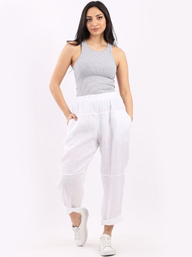 Noemi Slouchy Linen trousers - White