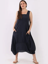 Load image into Gallery viewer, Emilia Sleeveless Linen Dress - Navy