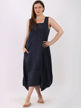 Load image into Gallery viewer, Emilia Sleeveless Linen Dress - Navy