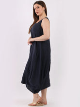Load image into Gallery viewer, Emilia Sleeveless Linen Dress - Navy
