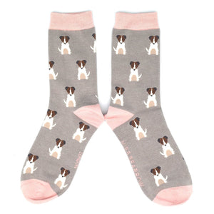 Miss Sparrow Bamboo Jack Russell Dog Socks - Grey