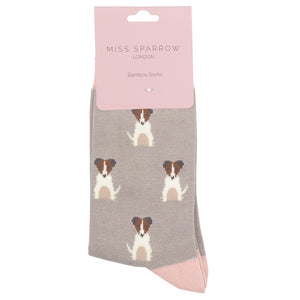 Miss Sparrow Bamboo Jack Russell Dog Socks - Grey