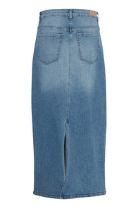 ICHI Twiggy Denim Maxi Skirt - Light Blue Wash