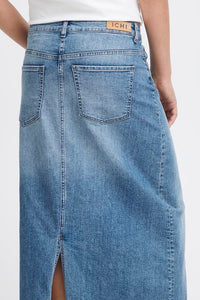 ICHI Twiggy Denim Maxi Skirt - Light Blue Wash