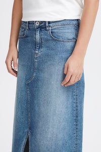 ICHI Twiggy Denim Maxi Skirt - Light Blue Wash