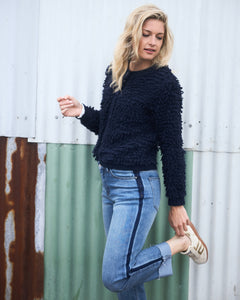 Red Button Jacket Loops - Indigo