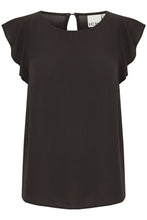 Load image into Gallery viewer, ICHI Marrakech Short Frill Sleeve Top - Black