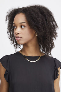 ICHI Marrakech Short Frill Sleeve Top - Black