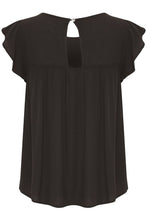 Load image into Gallery viewer, ICHI Marrakech Short Frill Sleeve Top - Black