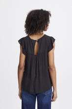 Load image into Gallery viewer, ICHI Marrakech Short Frill Sleeve Top - Black