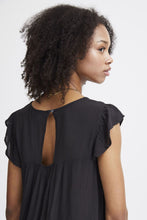 Load image into Gallery viewer, ICHI Marrakech Short Frill Sleeve Top - Black