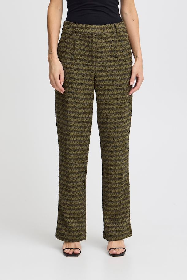 ICHI Kate Mosley Stripe Jacquard Trousers - Mayfly