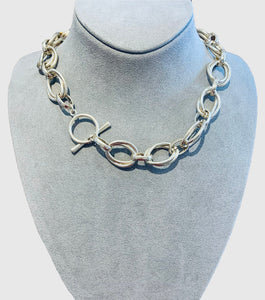 Chunky Double Link Short Necklace - Gold