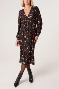 Maeve Autumnal Leaf Midi Dress
