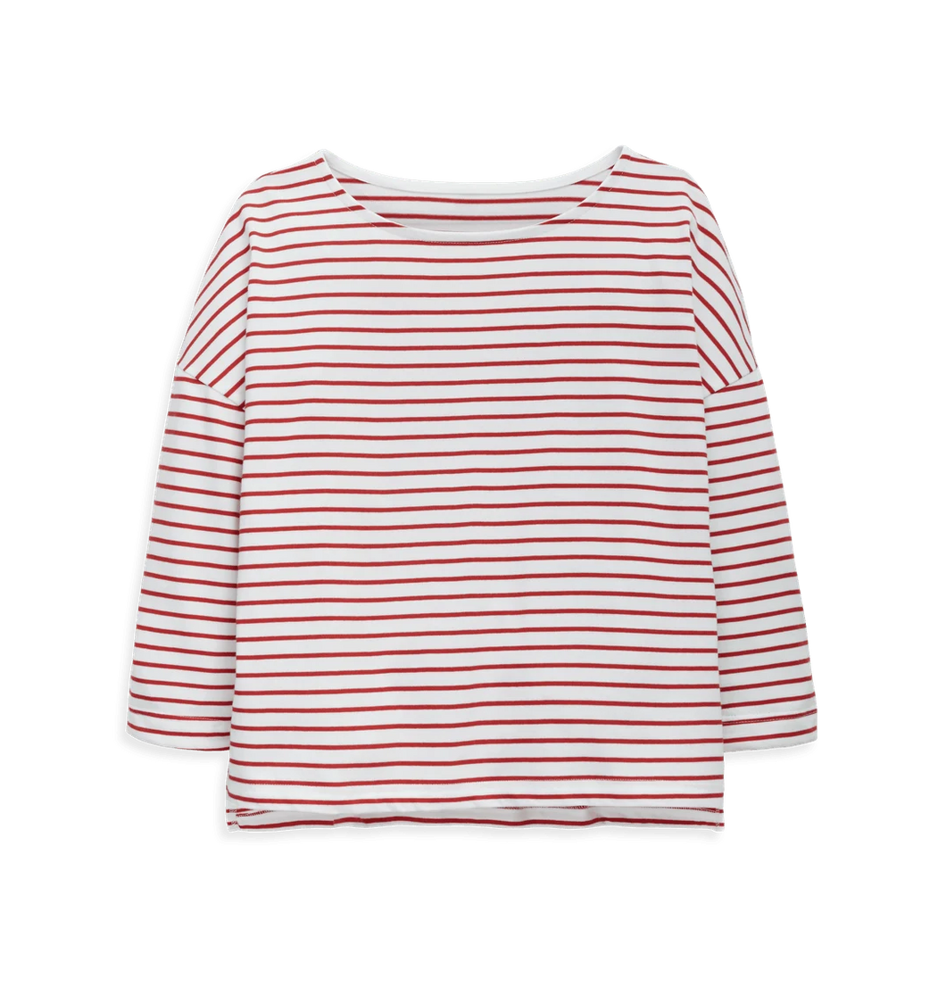 Rapanui Cowes Striped Breton Top - Redwood Stripe