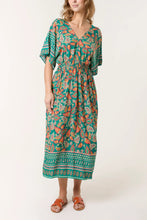 Load image into Gallery viewer, Clarissa Paisley Print Midi Dress - Green &amp; Orange