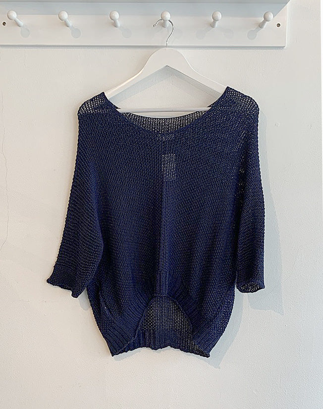 Rachelle Open Stitch Jumper - Navy