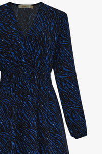 Zoe Zebra and Star Print Shirred Maxi Dress - Royal Blue