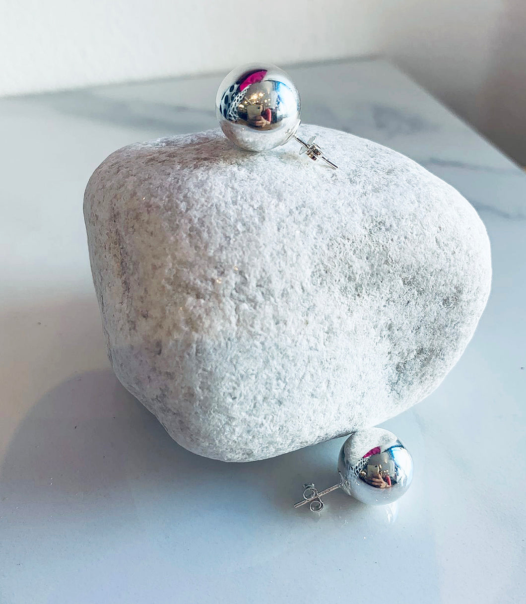 Sterling Silver Large Ball Stud Earrings