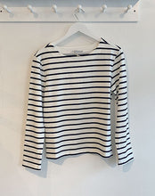 Load image into Gallery viewer, Red Button Terry Stripe Cotton Top - Dark Blue