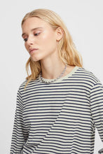 Load image into Gallery viewer, ICHI Mira Stripe Cotton Top - Total Eclipse
