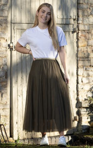 Beatrice Tulle Skirt - Khaki