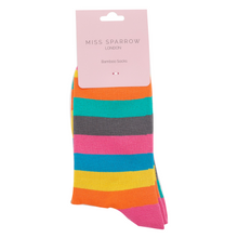 Load image into Gallery viewer, Miss Sparrow Bamboo Thick Stripe Socks - Bright