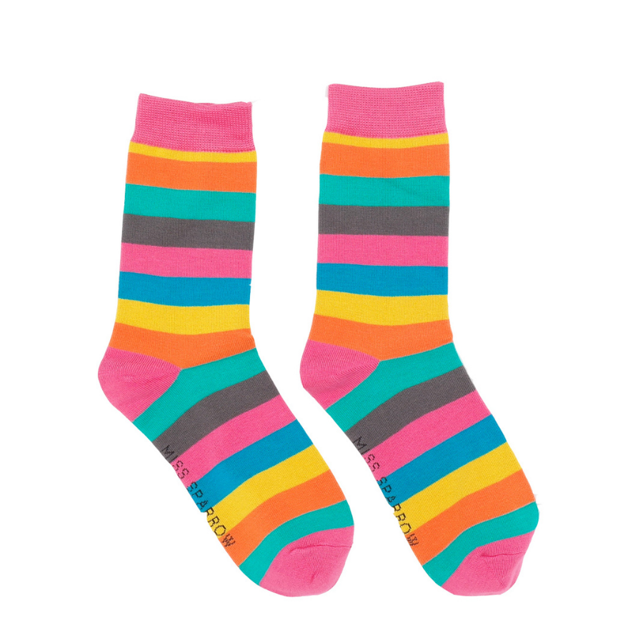 Miss Sparrow Bamboo Thick Stripe Socks - Bright
