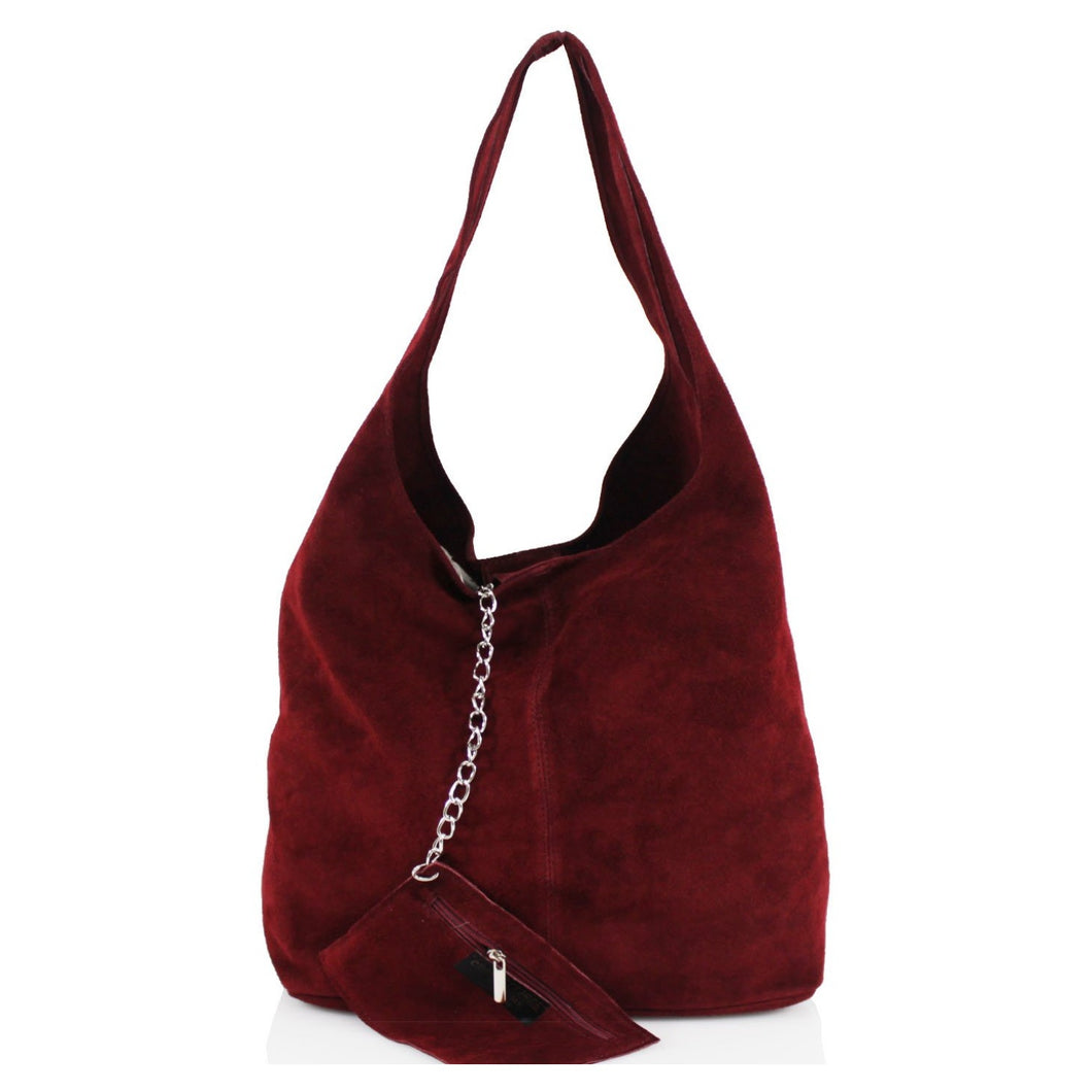 Celine Suede Slouch Bag - Burgundy