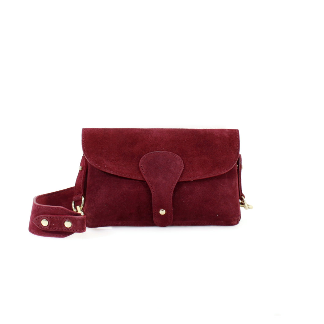 Jolie Suede Crossbody Bag - Burgundy