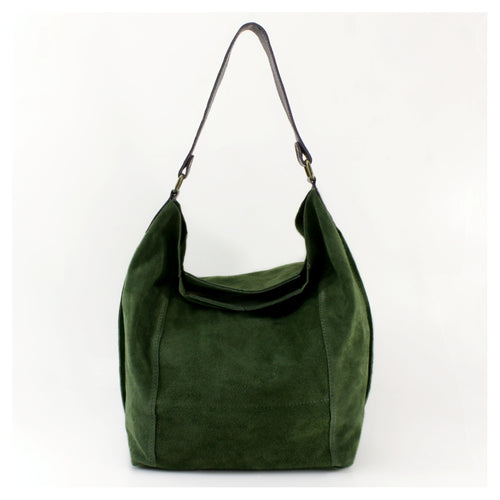 Alessandra Suede Bucket Bag - Army Green