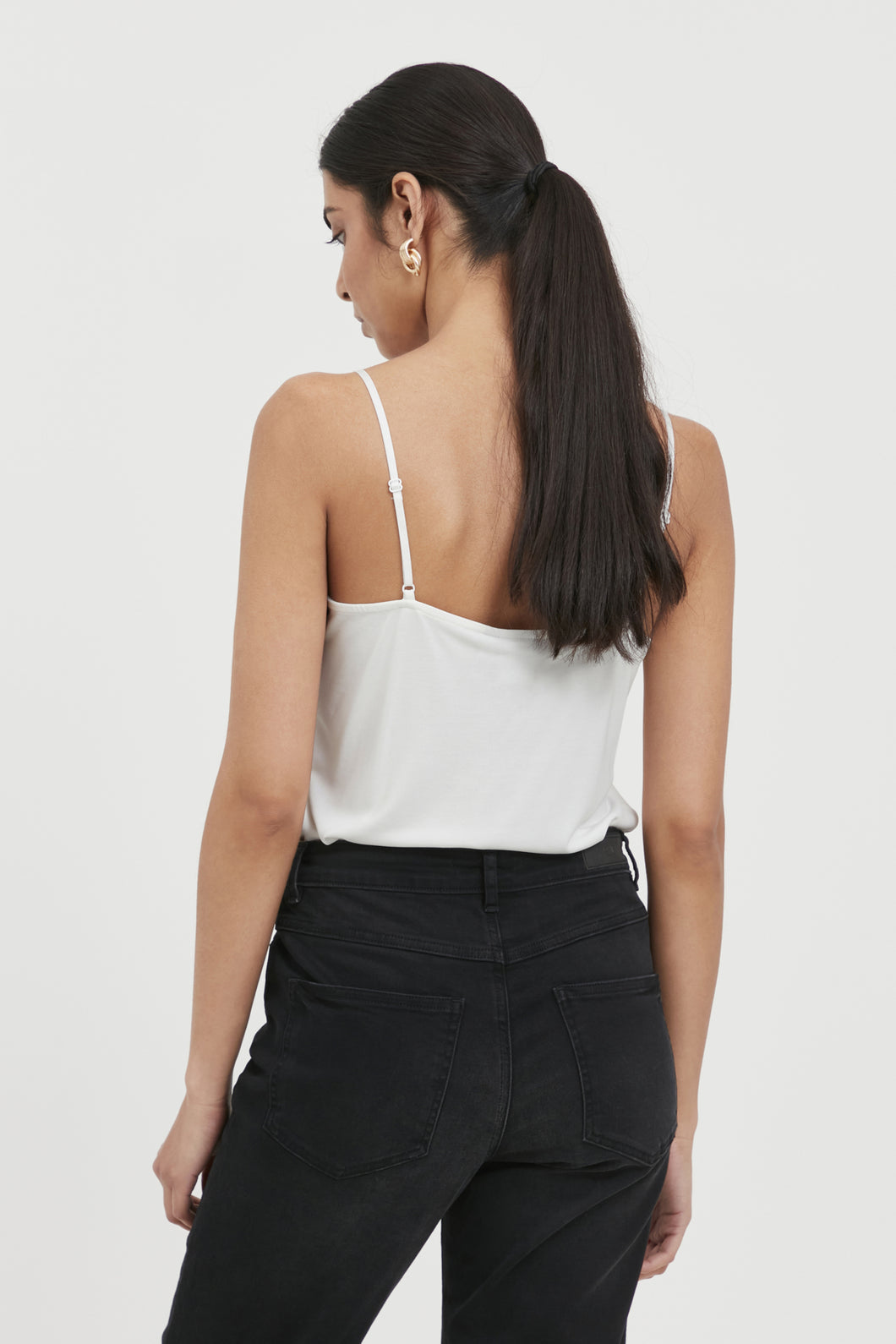 ICHI Like Lace Trimmed Camisole - Cloud Dancer