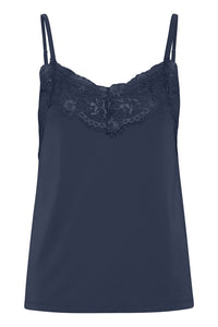 ICHI Like Lace Trimmed Camisole - Total Eclipse