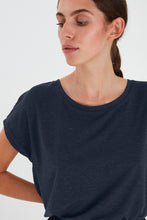 Load image into Gallery viewer, ICHI Rebel Metallic Detail Tee - Total Eclipse