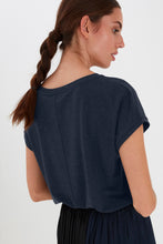 Load image into Gallery viewer, ICHI Rebel Metallic Detail Tee - Total Eclipse