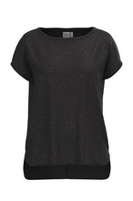 Load image into Gallery viewer, ICHI Rebel Metallic Detail Rounded Neck Tee - Black