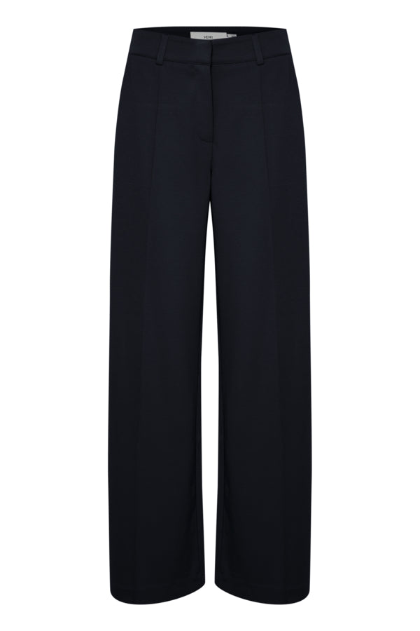 ICHI Kate Office Wide Legged Trousers - Total Eclipse