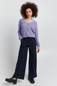 ICHI Kate Office Wide Legged Trousers - Total Eclipse
