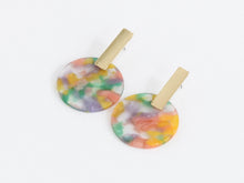 Load image into Gallery viewer, Emma Resin Disc Earrings - Pink, Green &amp; Lilac