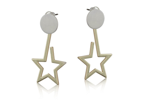 Ivy Two Tone Star Earrings - Gold