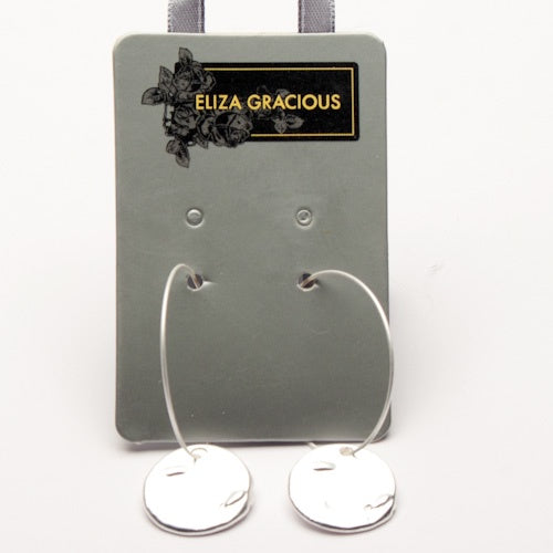 Hoop and Beaten Disc  Earrings