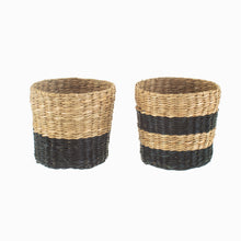 Load image into Gallery viewer, Black Stripe Seagrass Planter Set
