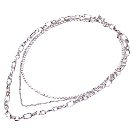 Alesha Layered Silver Link Short Necklace