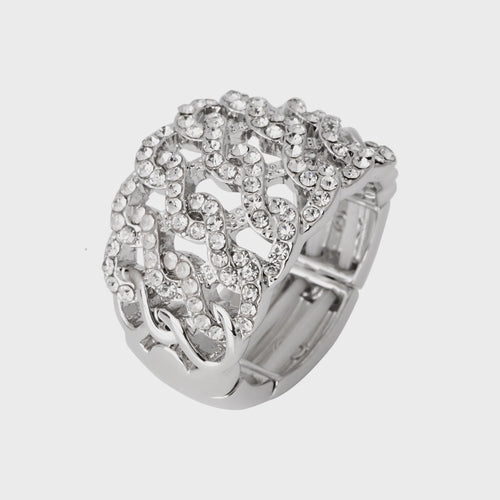 Elizabeth Crystal Ring - Silver Rhodium
