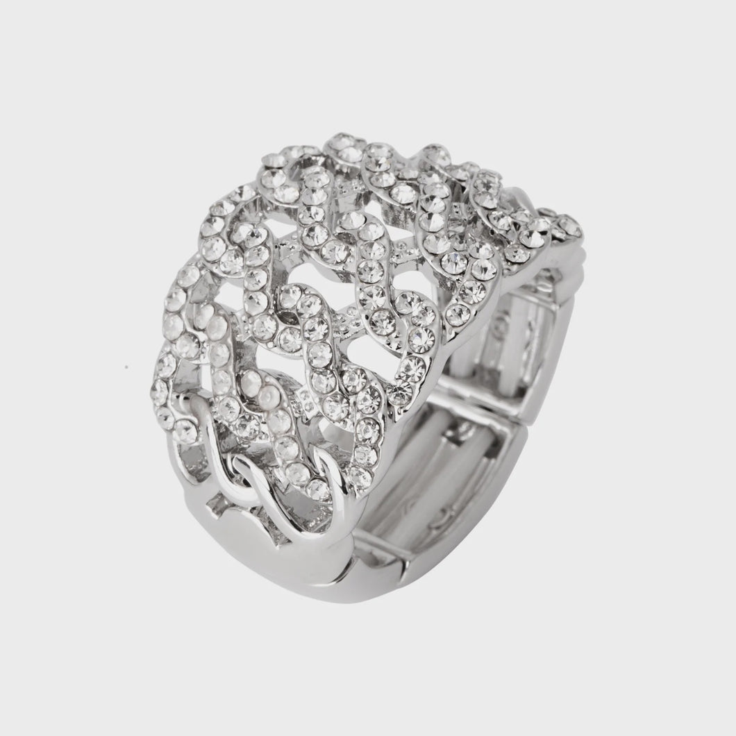 Elizabeth Crystal Ring - Silver Rhodium