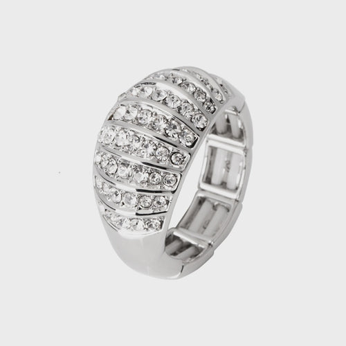 Kylie Crystal Ring - Rhodium Silver Pated