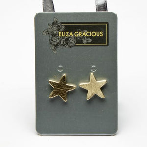 Brushed Metal Star Stud Earrings