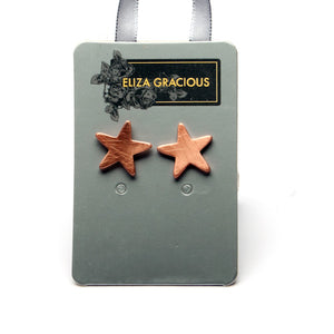 Brushed Metal Star Stud Earrings