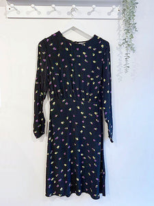 ICHI Elima Short Dress - Black Flower